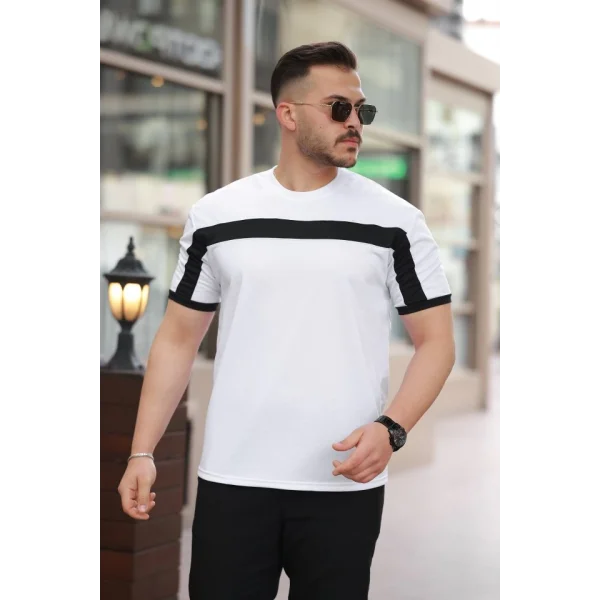 Erkek şerit Detaylı Kısa Kollu T-shirt