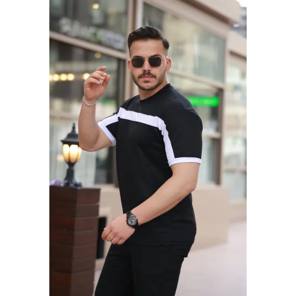 Erkek şerit Detaylı Kısa Kollu T-shirt