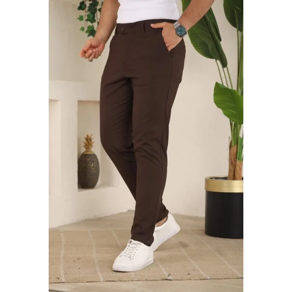 Erkek Slim Fit Likralı Bilek Boy Dilli Kumaş Pantolon
