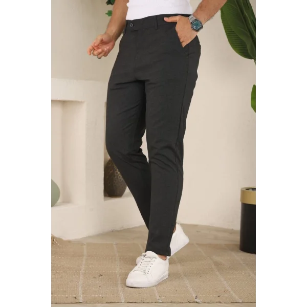 Erkek Slim Fit Likralı Bilek Boy Dilli Kumaş Pantolon