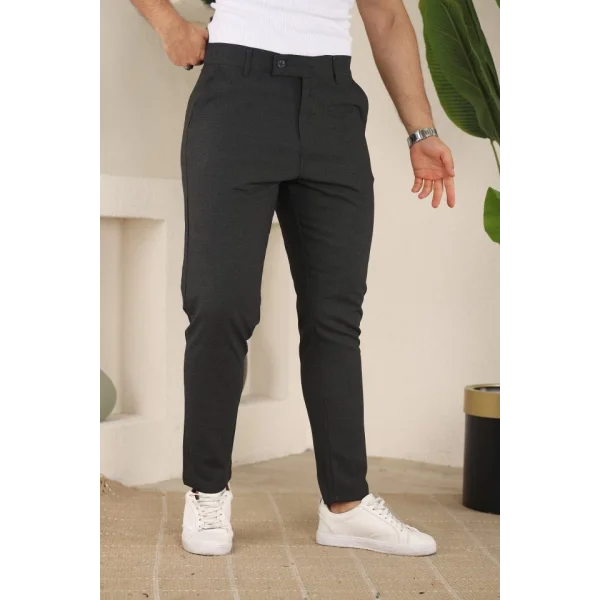 Erkek Slim Fit Likralı Bilek Boy Dilli Kumaş Pantolon