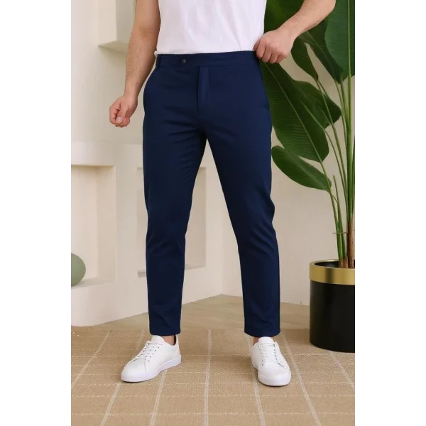 Erkek Slim Fit Likralı Bilek Boy Dilli Kumaş Pantolon