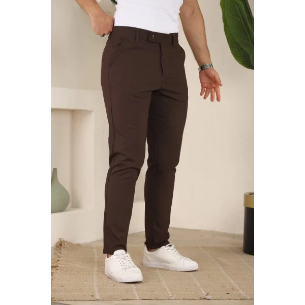 Erkek Slim Fit Likralı Bilek Boy Dilli Kumaş Pantolon