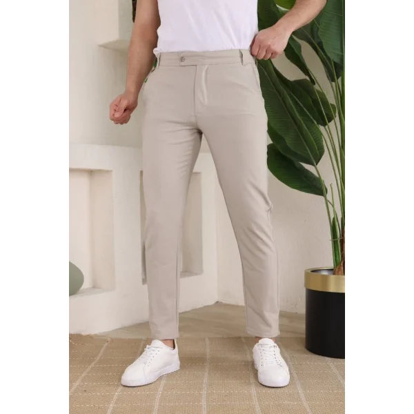 Erkek Slim Fit Likralı Bilek Boy Kumaş Pantolon