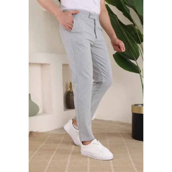 Erkek Slim Fit Likralı Bilek Boy Kumaş Pantolon