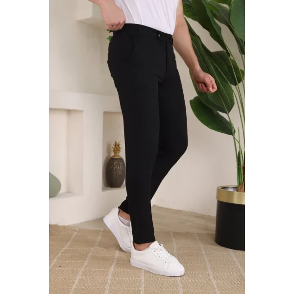 Erkek Slim Fit Likralı Bilek Boy Kumaş Pantolon