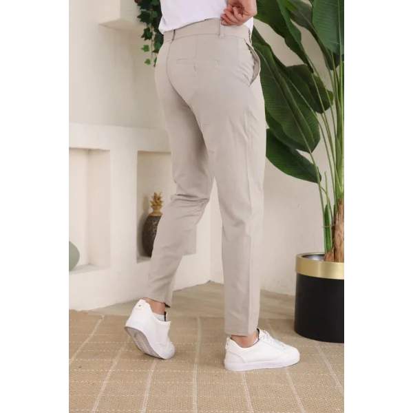 Erkek Slim Fit Likralı Bilek Boy Kumaş Pantolon