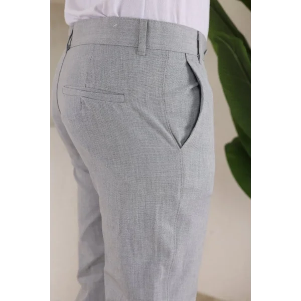 Erkek Slim Fit Likralı Bilek Boy Kumaş Pantolon