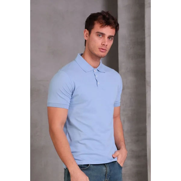 Erkek Slim Fit Pamuklu Yumuşak Doku Nefes Alan Kumaş Yakalı Tişört