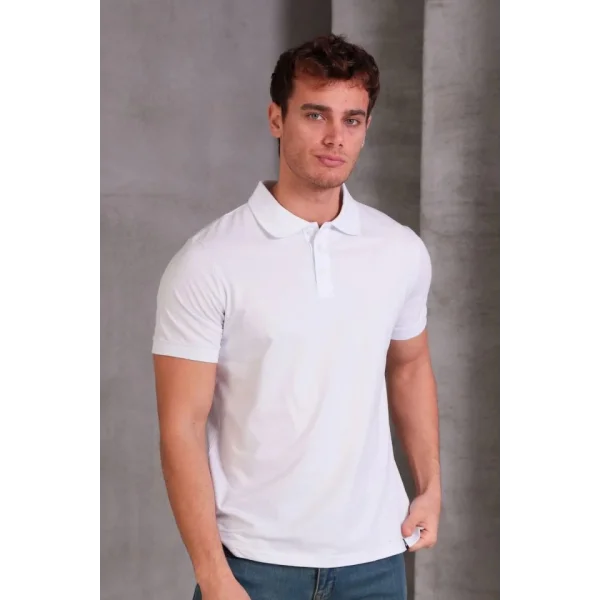 Erkek Slim Fit Pamuklu Yumuşak Doku Nefes Alan Kumaş Yakalı Tişört