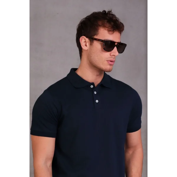 Erkek Slim Fit Pamuklu Yumuşak Doku Nefes Alan Kumaş Yakalı Tişört