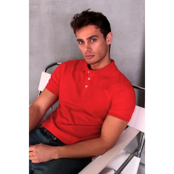 Erkek Slim Fit Pamuklu Yumuşak Doku Nefes Alan Kumaş Yakalı Tişört