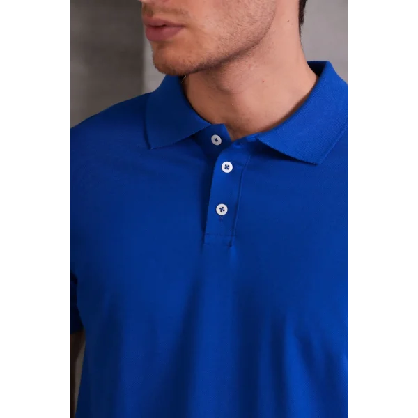 Erkek Slim Fit Pamuklu Yumuşak Doku Nefes Alan Kumaş Yakalı Tişört