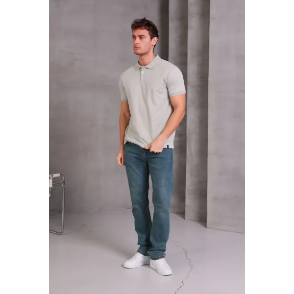 Erkek Slim Fit Pamuklu Yumuşak Doku Nefes Alan Kumaş Yakalı Tişört