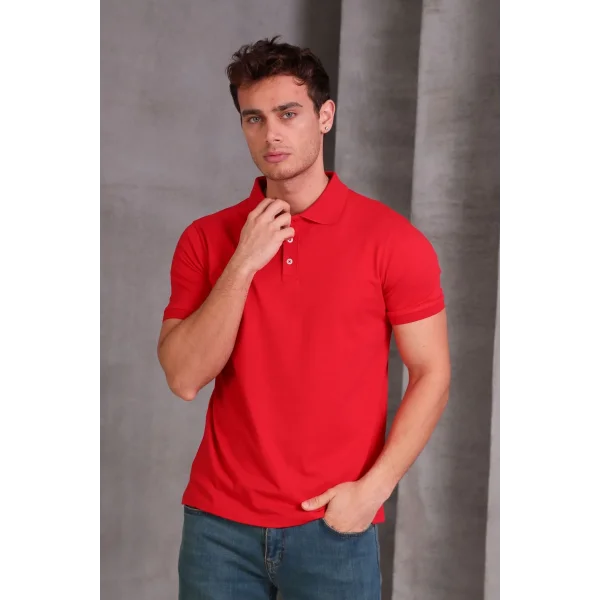 Erkek Slim Fit Pamuklu Yumuşak Doku Nefes Alan Kumaş Yakalı Tişört