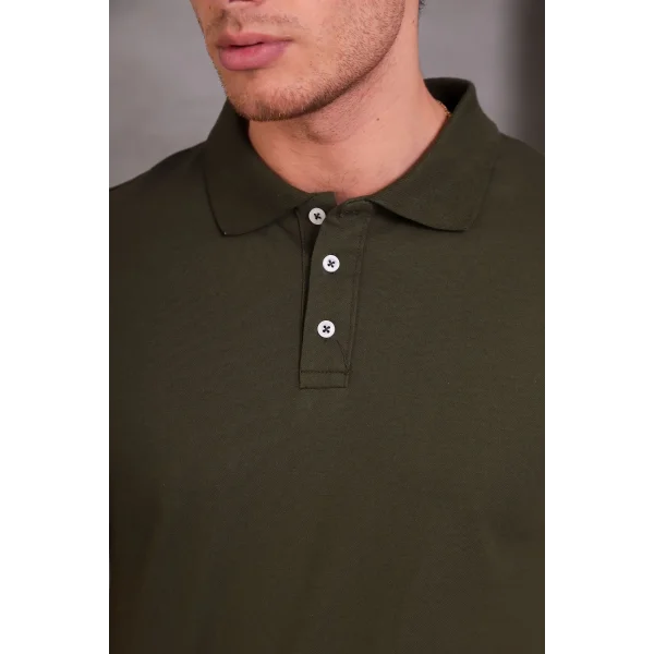 Erkek Slim Fit Pamuklu Yumuşak Doku Nefes Alan Kumaş Yakalı Tişört