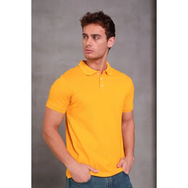 Erkek Slim Fit Pamuklu Yumuşak Doku Nefes Alan Kumaş Yakalı Tişört