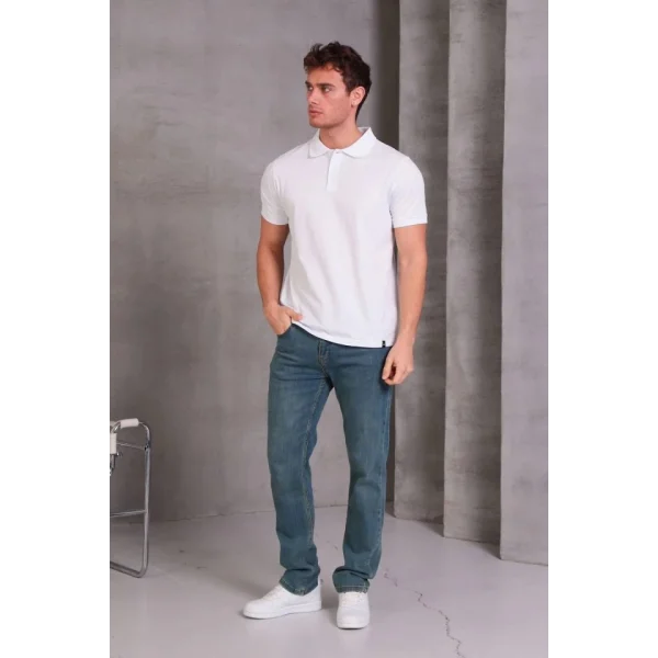 Erkek Slim Fit Pamuklu Yumuşak Doku Nefes Alan Kumaş Yakalı Tişört