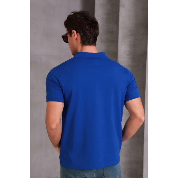 Erkek Slim Fit Pamuklu Yumuşak Doku Nefes Alan Kumaş Yakalı Tişört
