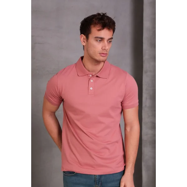 Erkek Slim Fit Pamuklu Yumuşak Doku Nefes Alan Kumaş Yakalı Tişört