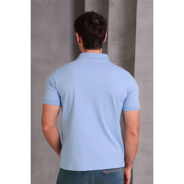 Erkek Slim Fit Pamuklu Yumuşak Doku Nefes Alan Kumaş Yakalı Tişört