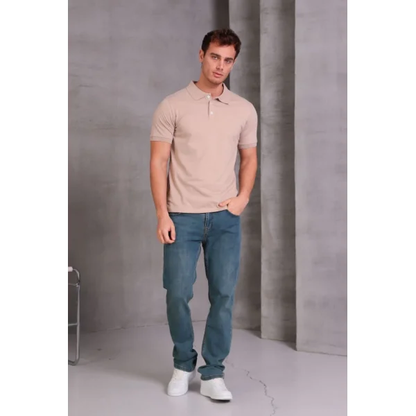 Erkek Slim Fit Pamuklu Yumuşak Doku Nefes Alan Kumaş Yakalı Tişört