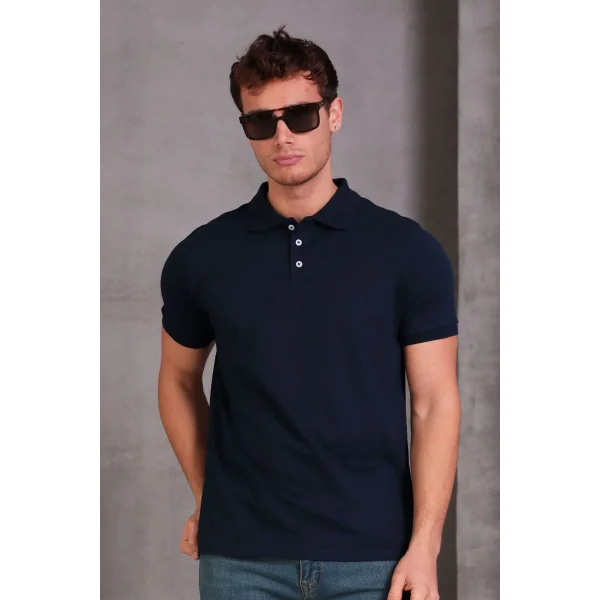 Erkek Slim Fit Pamuklu Yumuşak Doku Nefes Alan Kumaş Yakalı Tişört