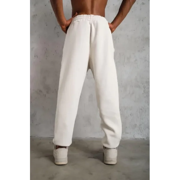 Erkek Üç İplik Alt Eşofman Lastikli - Beyaz