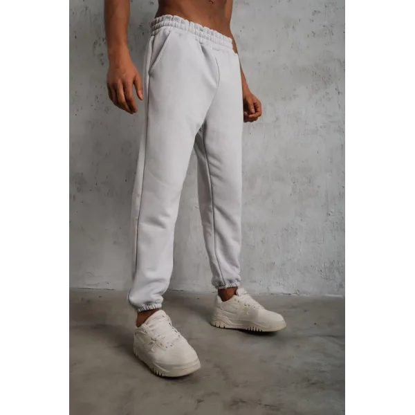 Erkek Üç İplik Alt Eşofman Lastikli - Gri