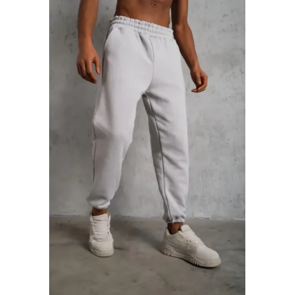 Erkek Üç İplik Alt Eşofman Lastikli - Gri