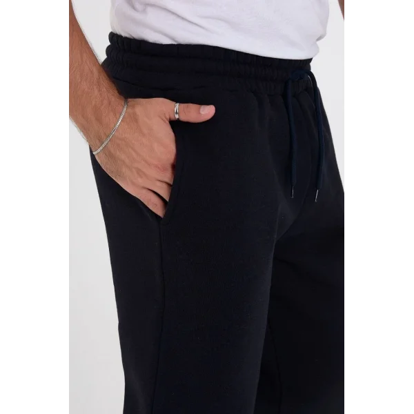 Erkek Üç İplik Basic Eşofman Boru Paça İpli Pantolon - Lacivert