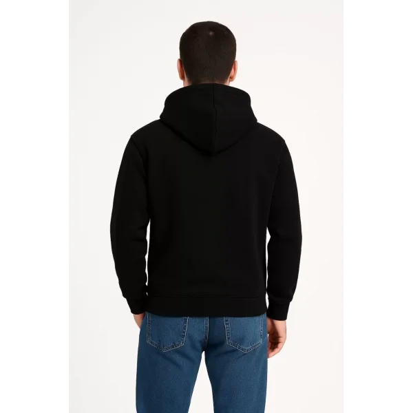 Erkek Üç İplik Kapüşonlu Kanguru Cepli SweatShirt hoodie - Siyah