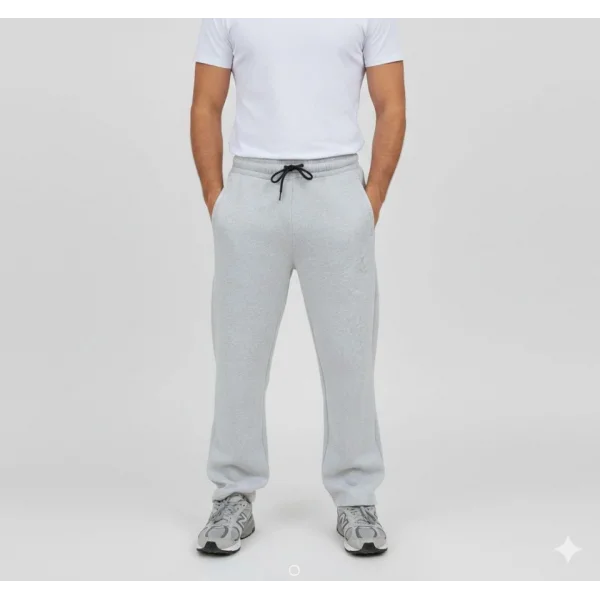 Erkek Üç Iplik Kışlık Pamuklu Ovarsize Bağcıklı Düz Paça Cepli Eşofman Altı Spor Rahat Model - Gri