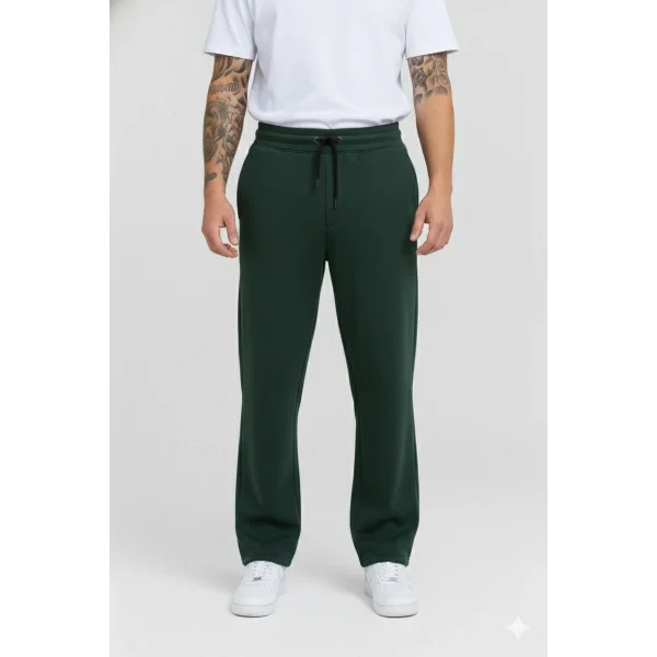 Erkek Üç iplik Kışlık Pamuklu Ovarsize Bağcıklı Düz Paça Cepli Eşofman Altı Spor Rahat Model - Haki