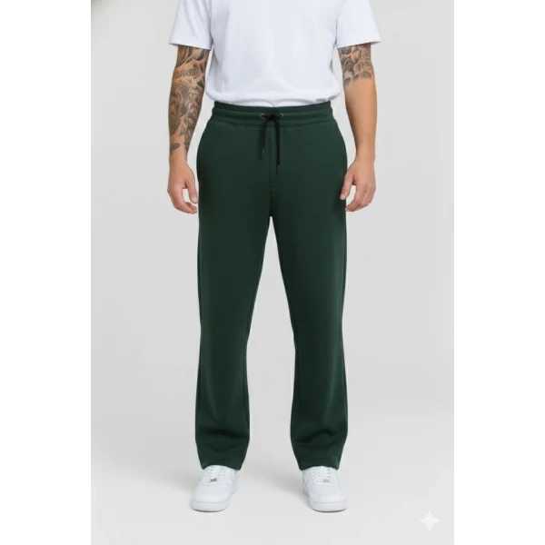 Erkek Üç Iplik Kışlık Pamuklu Ovarsize Bağcıklı Düz Paça Cepli Eşofman Altı Spor Rahat Model - Haki