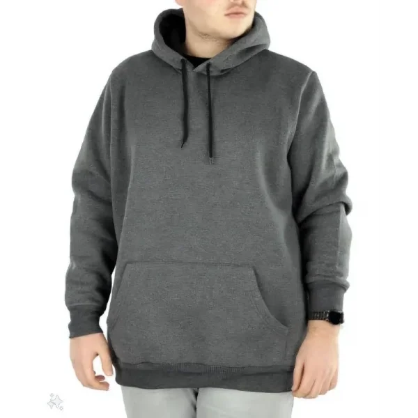 Erkek Uzun Kol Kapşonlu Basic Sweatshirt hoodie - Füme