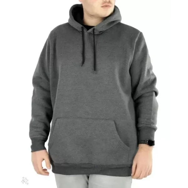 Erkek Uzun Kol Kapşonlu Basic Sweatshirt Hoodie - Füme