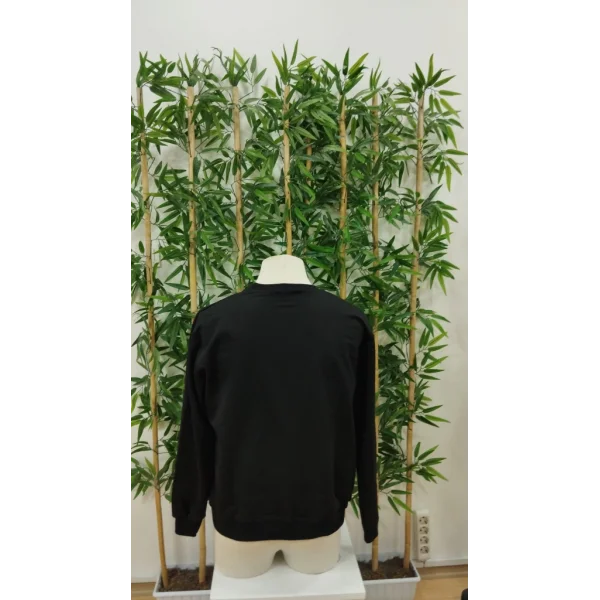 Erkek Uzun Kollu Bisiklet Yaka Black Logolu Iki Iplik Bluz