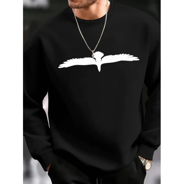 Erkek Uzun Kollu Bisiklet Yaka Kuş Desenli Iki Iplik Viskon Bluz