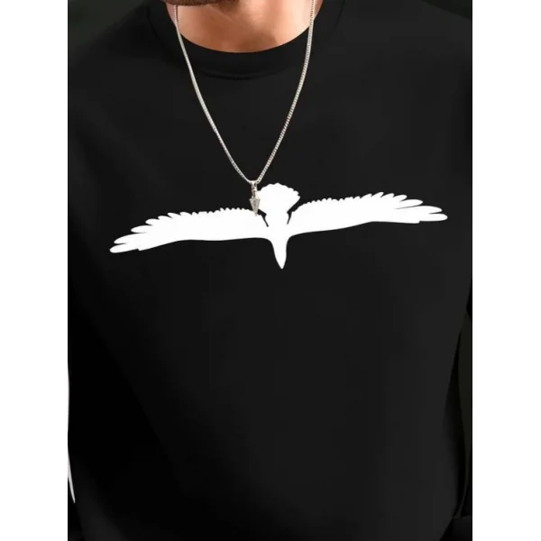 Erkek Uzun Kollu Bisiklet Yaka Kuş Desenli Iki Iplik Viskon Bluz