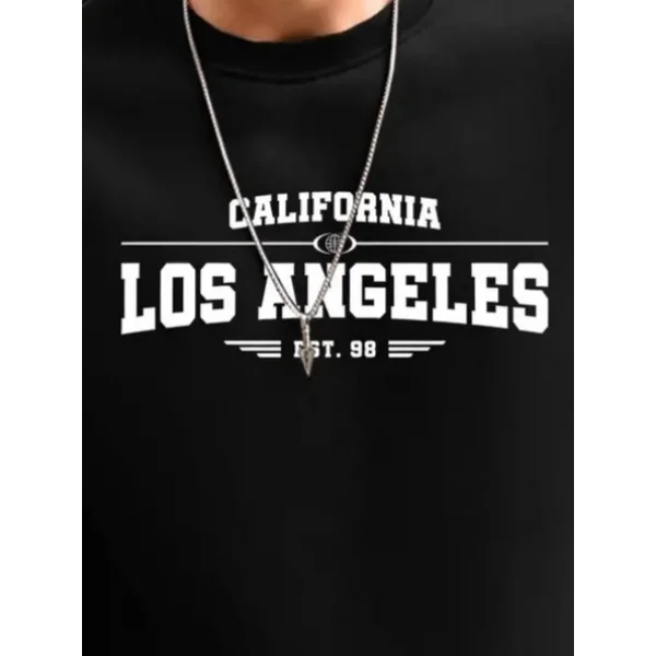 Erkek Uzun Kollu Bisiklet Yaka Los Angeles Yazılı Iki Iplik Bluz