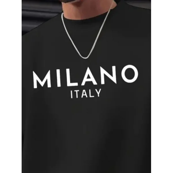 Erkek Uzun Kollu Bisiklet Yaka Milano Yazılı Iki Iplik Bluz