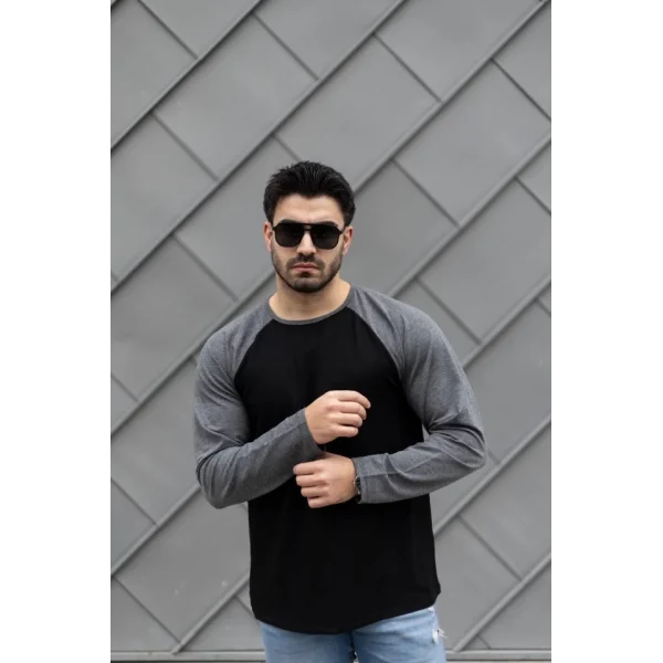 Erkek Uzun Kollu Bisiklet Yaka Viskon Iki Iplik Bluz