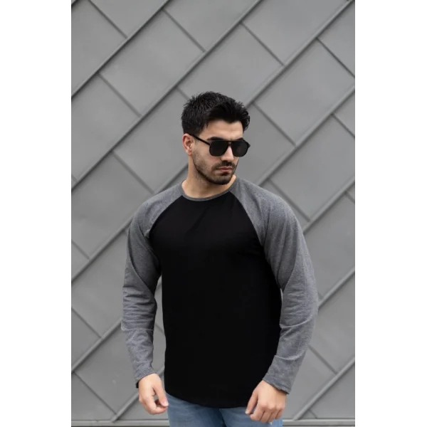 Erkek Uzun Kollu Bisiklet Yaka Viskon Iki Iplik Bluz