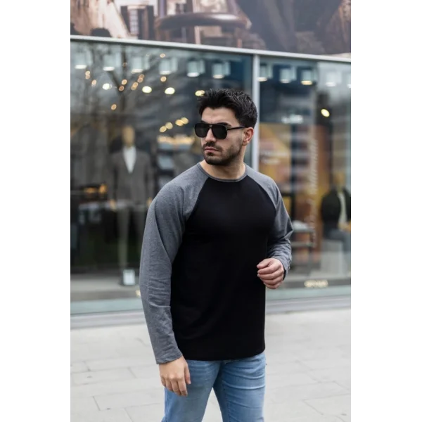 Erkek Uzun Kollu Bisiklet Yaka Viskon Iki Iplik Bluz