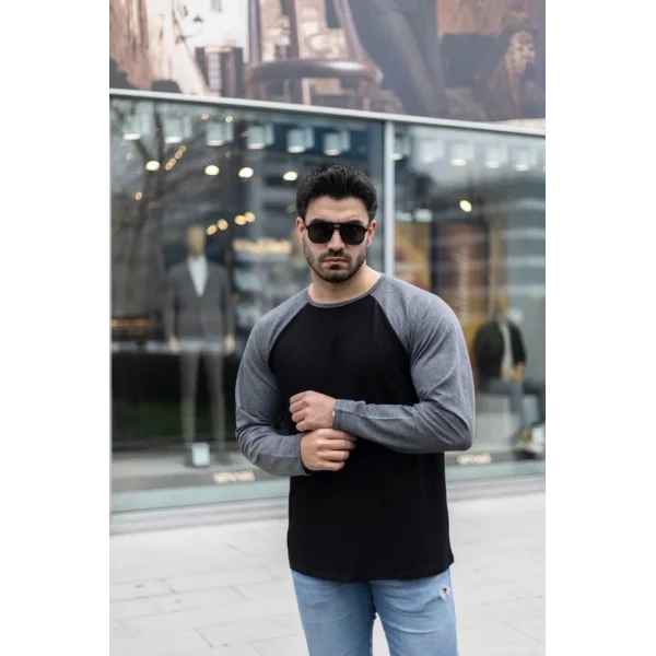 Erkek Uzun Kollu Bisiklet Yaka Viskon Iki Iplik Bluz