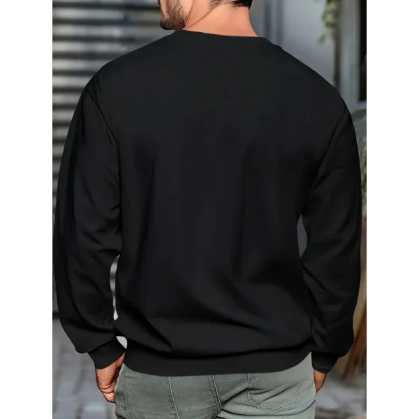 Erkek Uzun Kollu Bisiklet Yaka Yazı Detaylı Iki Iplik Bluz