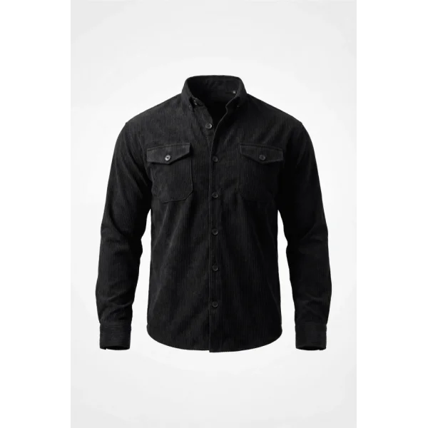 Erkek Uzun Kollu Cepli Kadife Gömlek