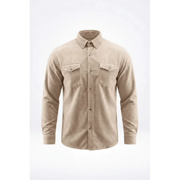 Erkek Uzun Kollu Cepli Kadife Gömlek