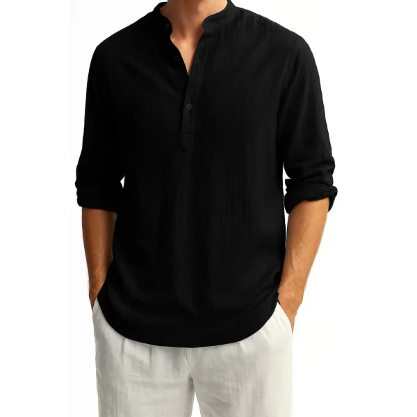 Erkek Uzun Kollu Hakim Yaka Düğmeli Erkek Müslim Gömlek